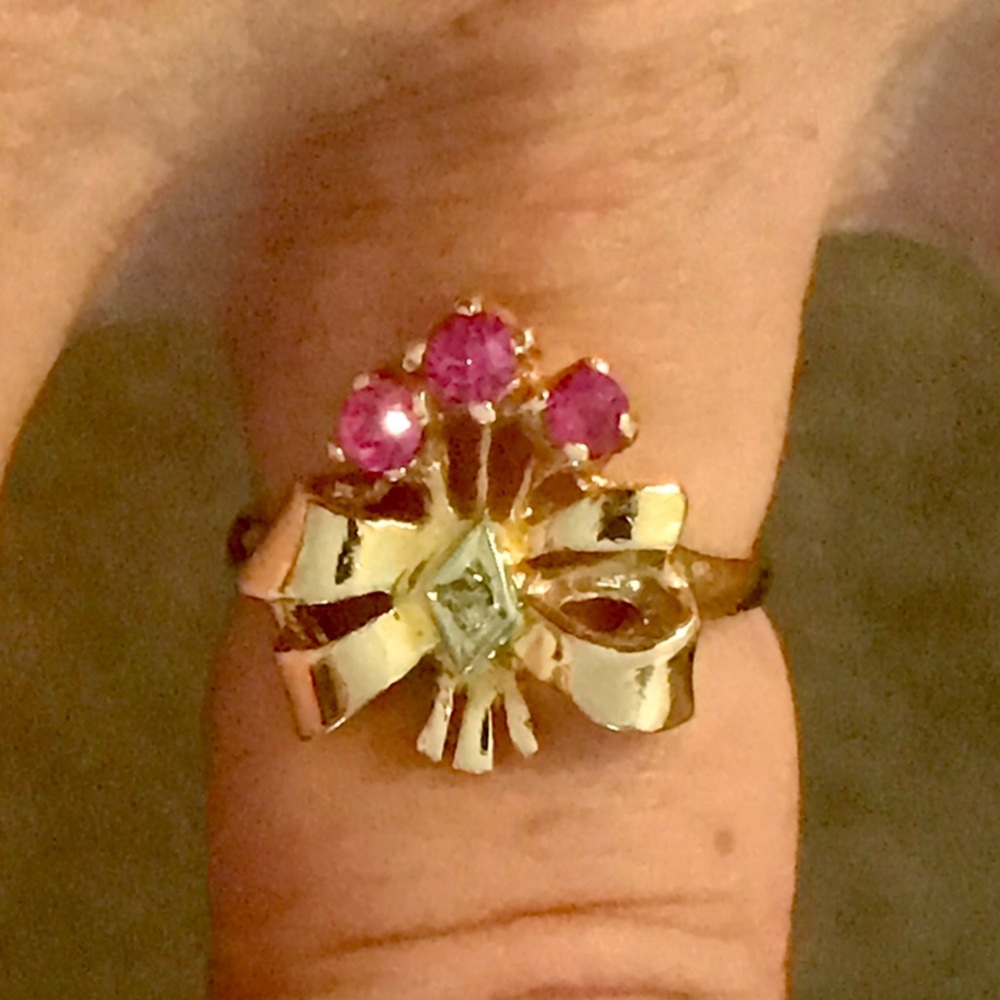 ❌❌❌SOLD ❌❌❌RUBIES AND DIAMOND 14 KT ROSE GOLD RING - Picture 3 of 16